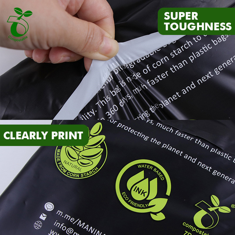 Pielāgota logotipa kompostējamās pasta plastmasas aploksnes Piegādes kurjers Biode (4)