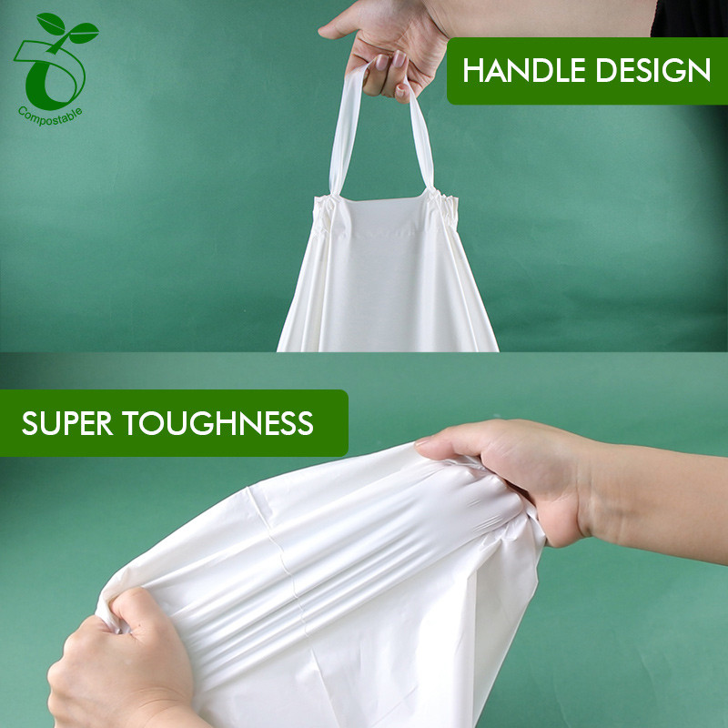 Eco Friendly Biodegradable a compostable Plastic Logo Custom Logo drawstring Bag (4)